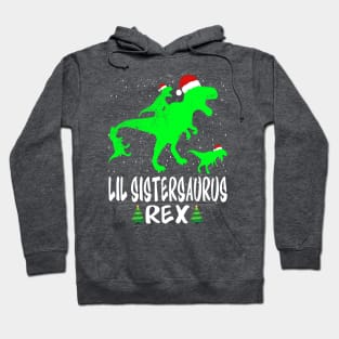 Lil Sister T Rex Matching Family Christmas Dinosau Hoodie